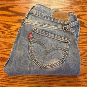 Levi’s 6 Pocket Wide Bottom Flare Distressed Blue Jeans Size 9M JR